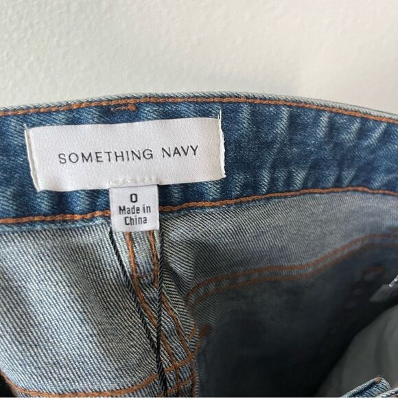 NWT Something Navy High Waisted Straight Leg Blue Jeans Size 0 - Picture 7 of 8